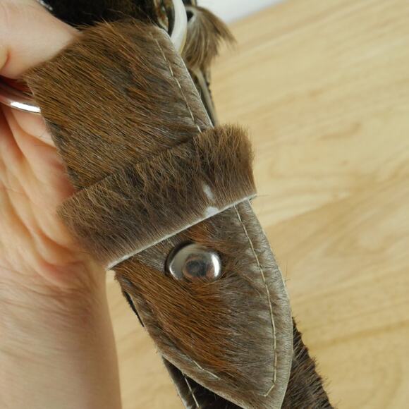 Cow Hide Fur Western Belt 30\